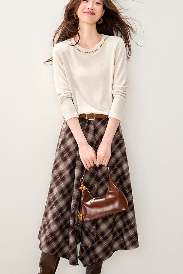 Round neck long sleeve spring tops ribbon Casual T-shirt for women