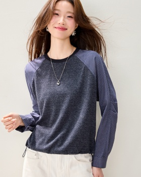 Splice spring tops fold fashion shirt for women