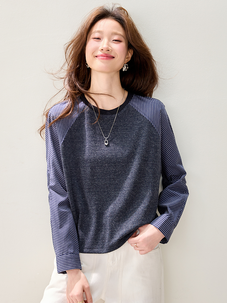 Splice spring tops fold fashion shirt for women