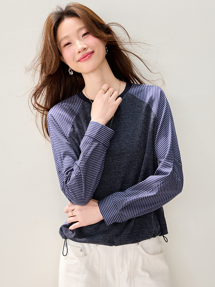 Splice spring tops fold fashion shirt for women