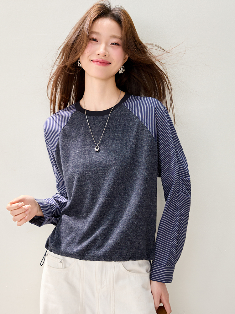 Splice spring tops fold fashion shirt for women