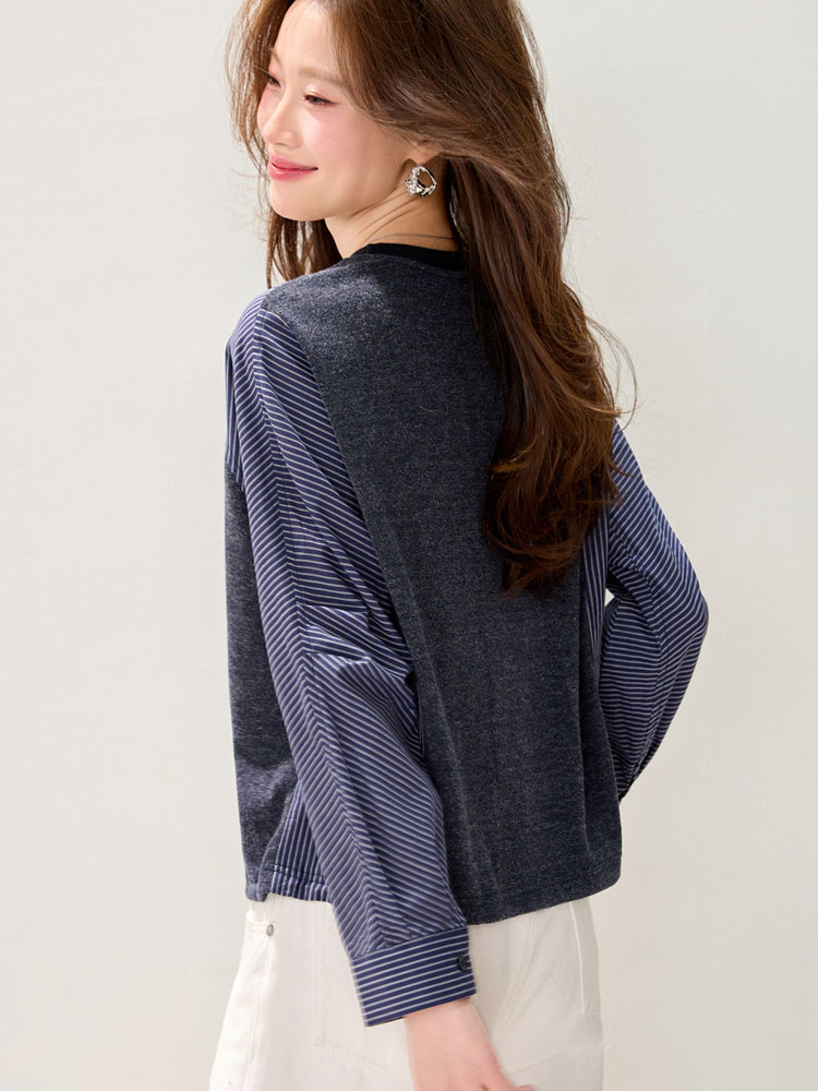 Splice spring tops fold fashion shirt for women