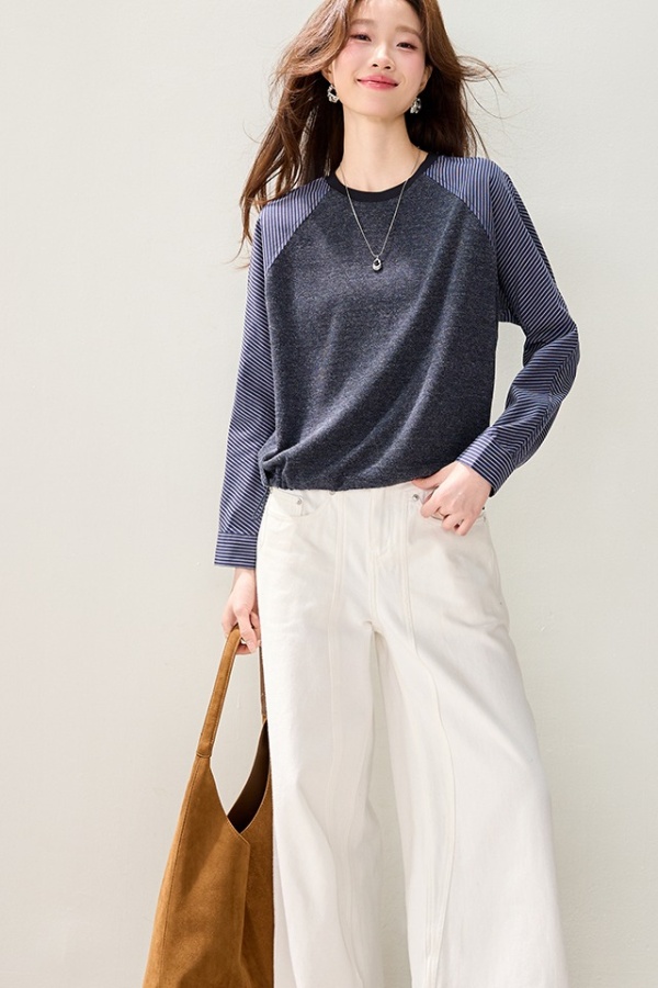 Splice spring tops fold fashion shirt for women