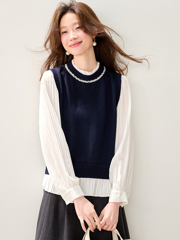 Cstand collar temperament beading wood ear spring tops