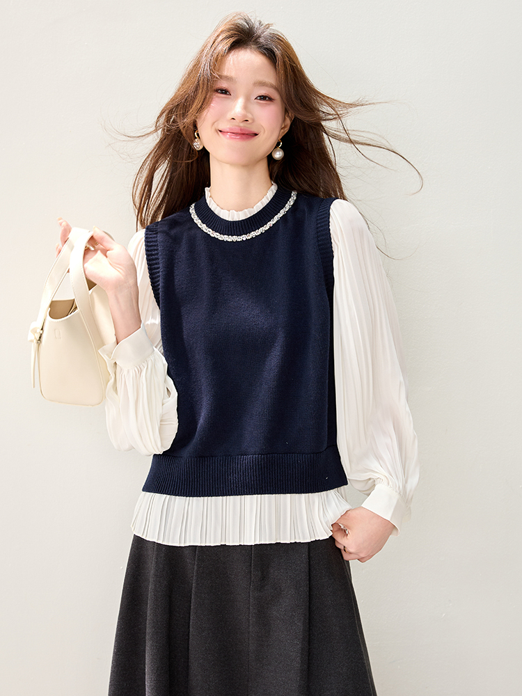 Cstand collar temperament beading wood ear spring tops