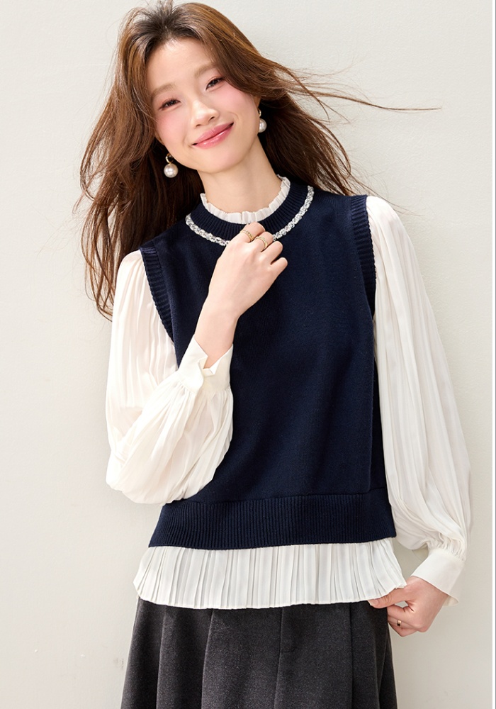 Cstand collar temperament beading wood ear spring tops