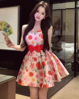 Vacation niche bow T-back sling spring pinched waist belt