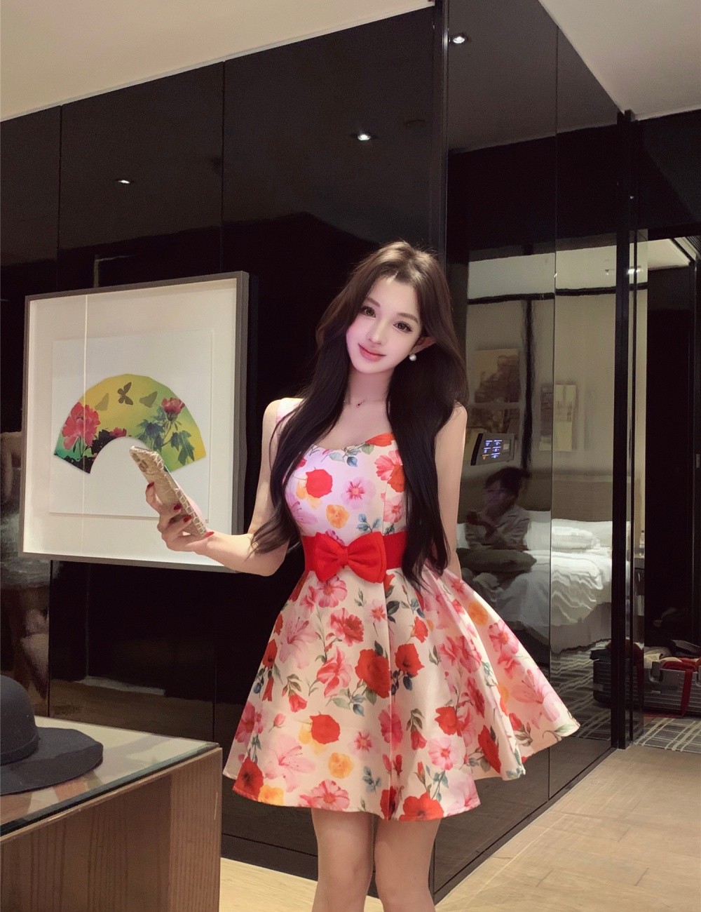 Vacation niche bow T-back sling spring pinched waist belt