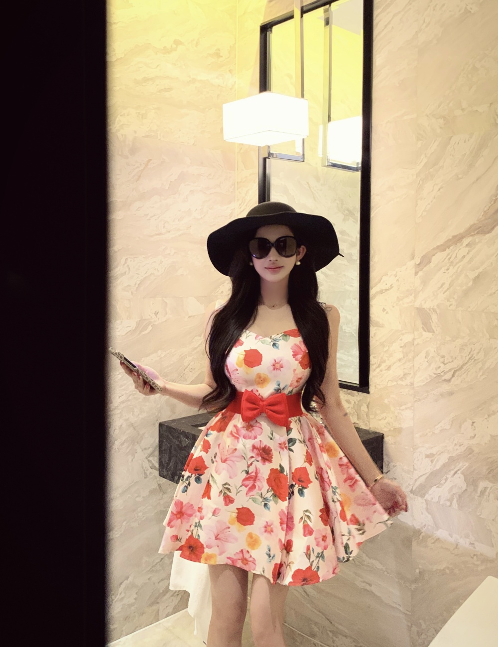 Vacation niche bow T-back sling spring pinched waist belt