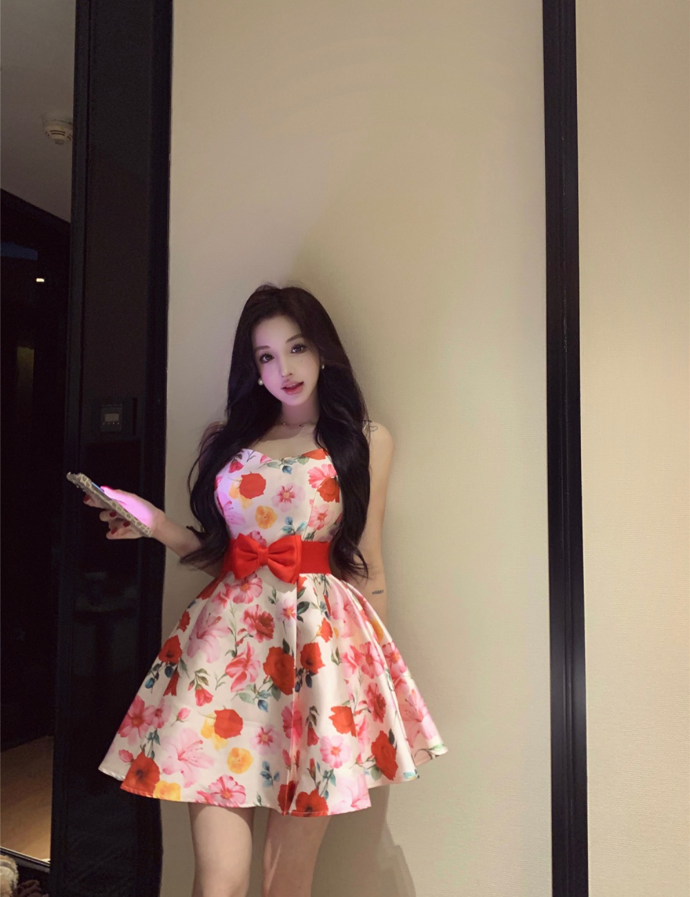 Vacation niche bow T-back sling spring pinched waist belt