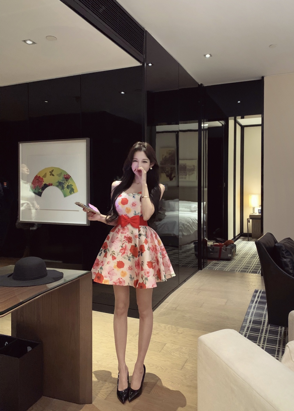 Vacation niche bow T-back sling spring pinched waist belt