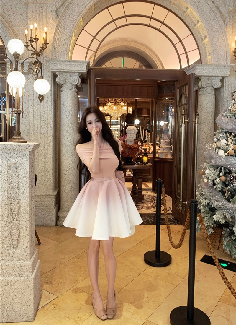 A-line gradient France style temperament skirt