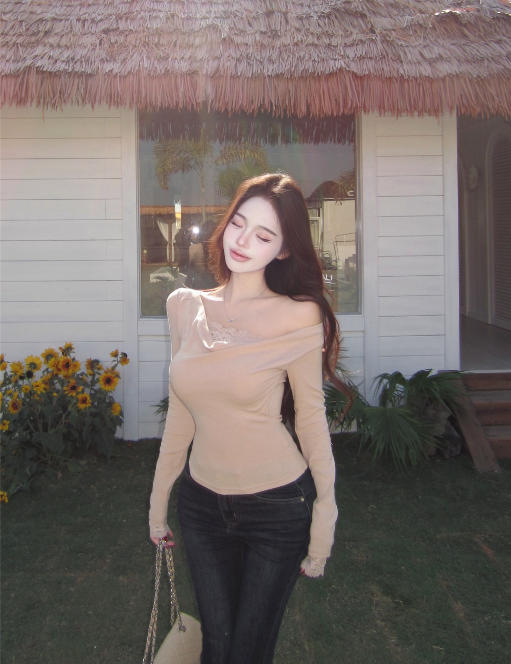 Enticement tops long sleeve bottoming shirt for women