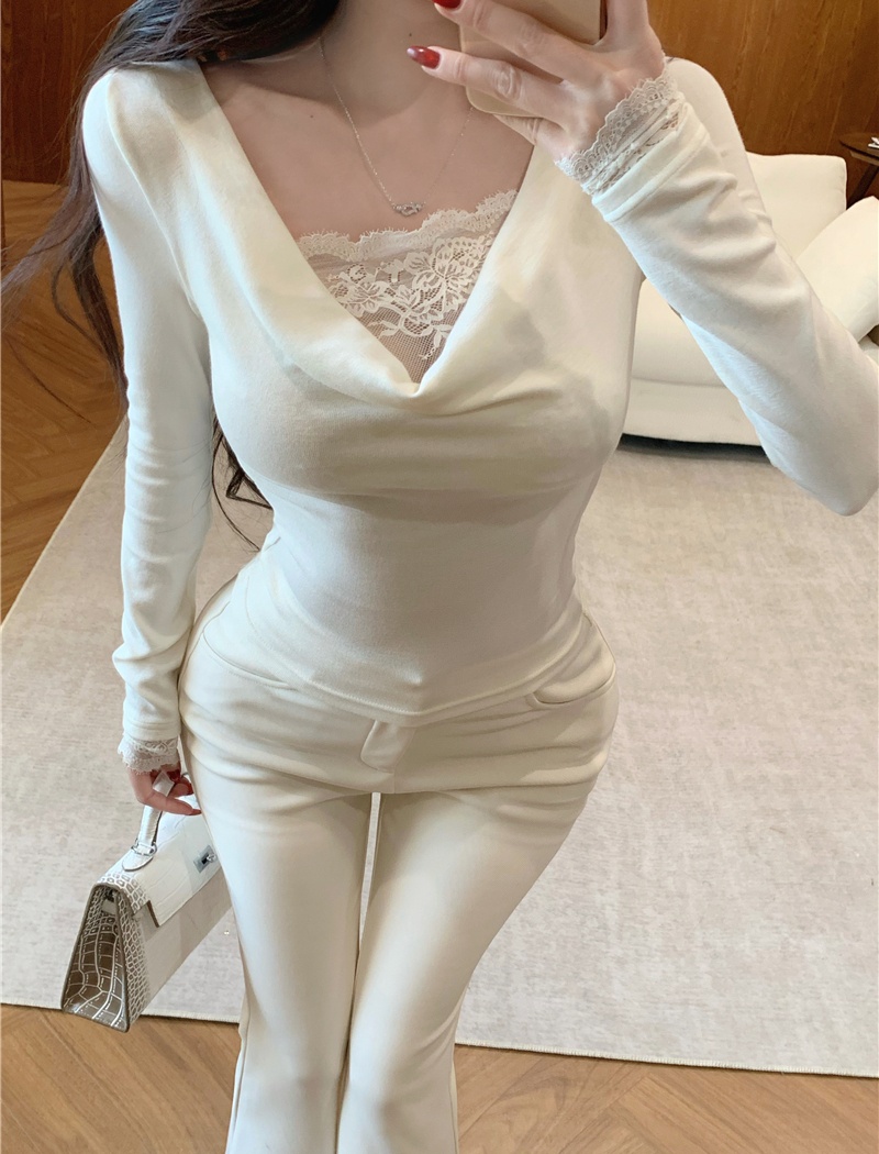 Enticement tops long sleeve bottoming shirt for women