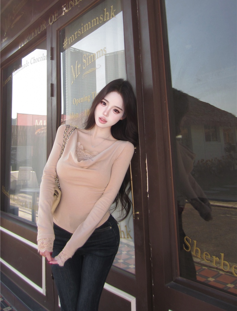 Enticement tops long sleeve bottoming shirt for women