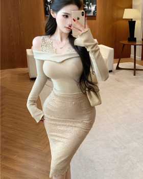 Package hip pinched waist T-shirt enticement skirt for women
