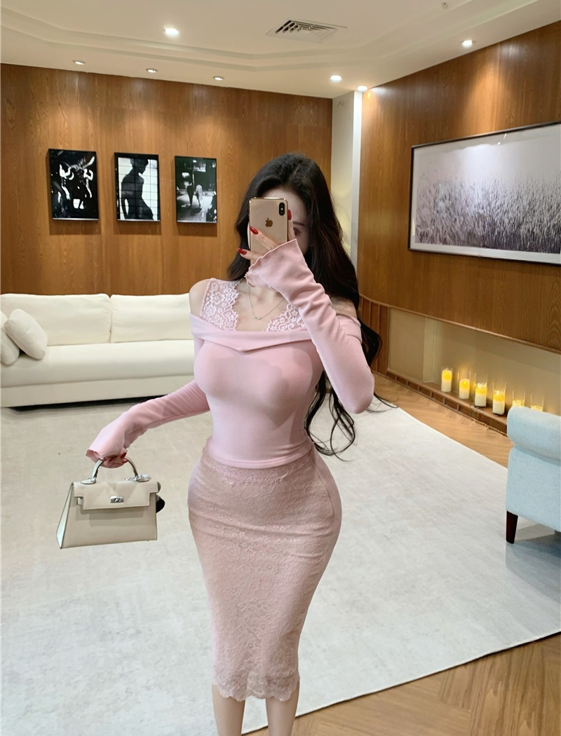 Package hip pinched waist T-shirt enticement skirt for women