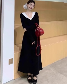 Autumn and winter knitted long dress slim dress for women