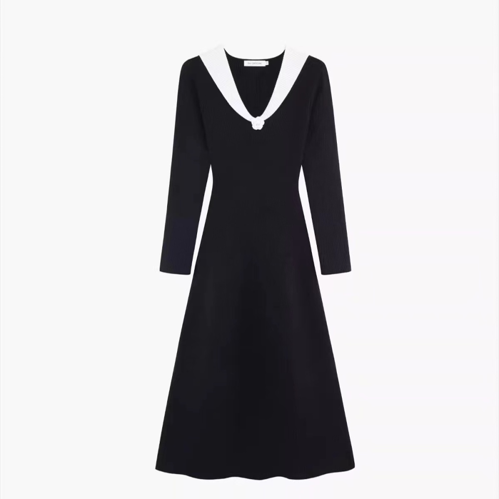 Autumn and winter knitted long dress slim dress for women