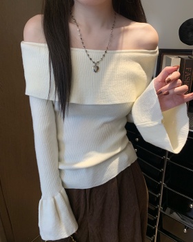 Flat shoulder spicegirl bottoming shirt slim tops for women