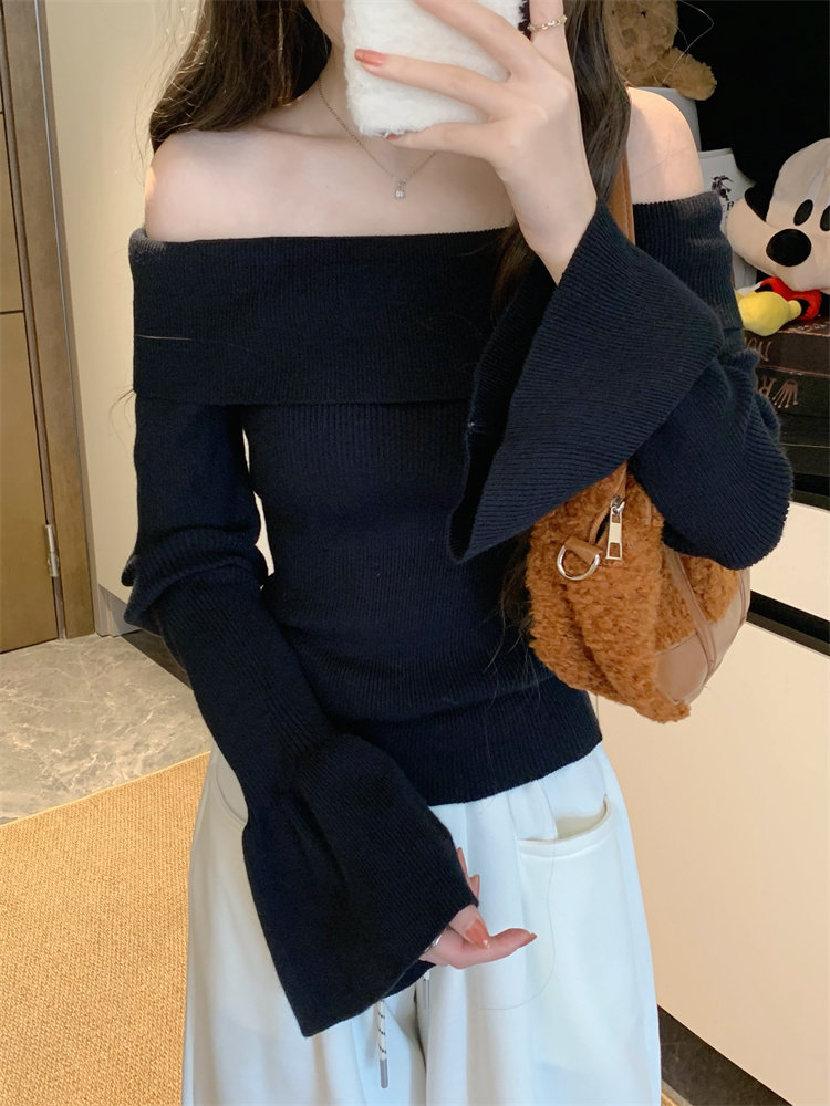 Flat shoulder spicegirl bottoming shirt slim tops for women