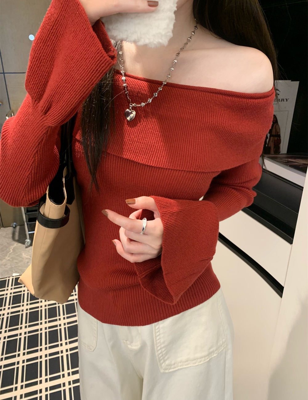 Flat shoulder spicegirl bottoming shirt slim tops for women