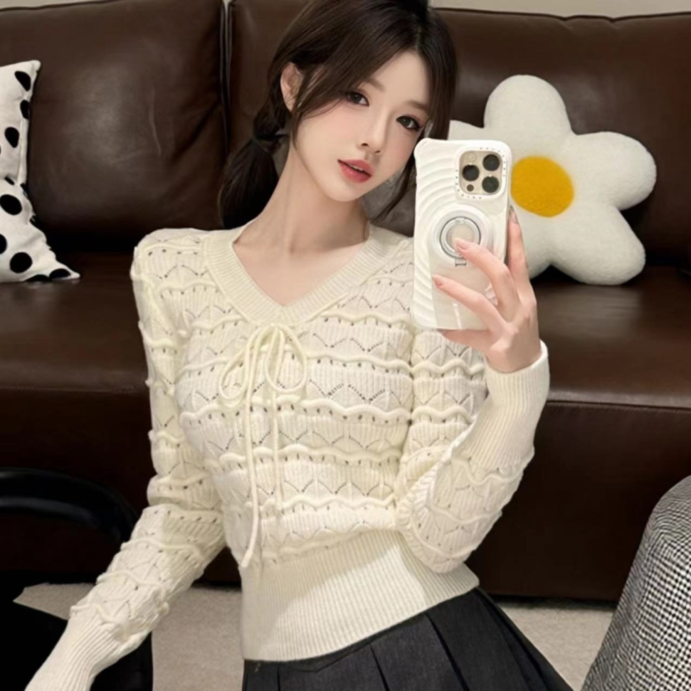Hollow autumn and winter Korean style sweater for women