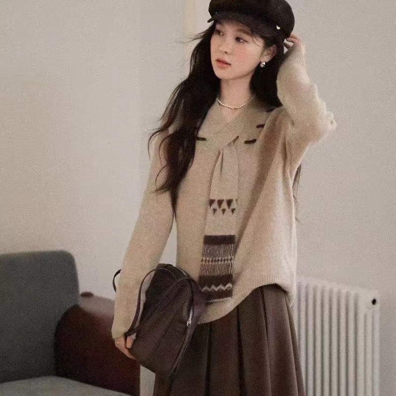 Retro temperament autumn scarf Korean style sweater