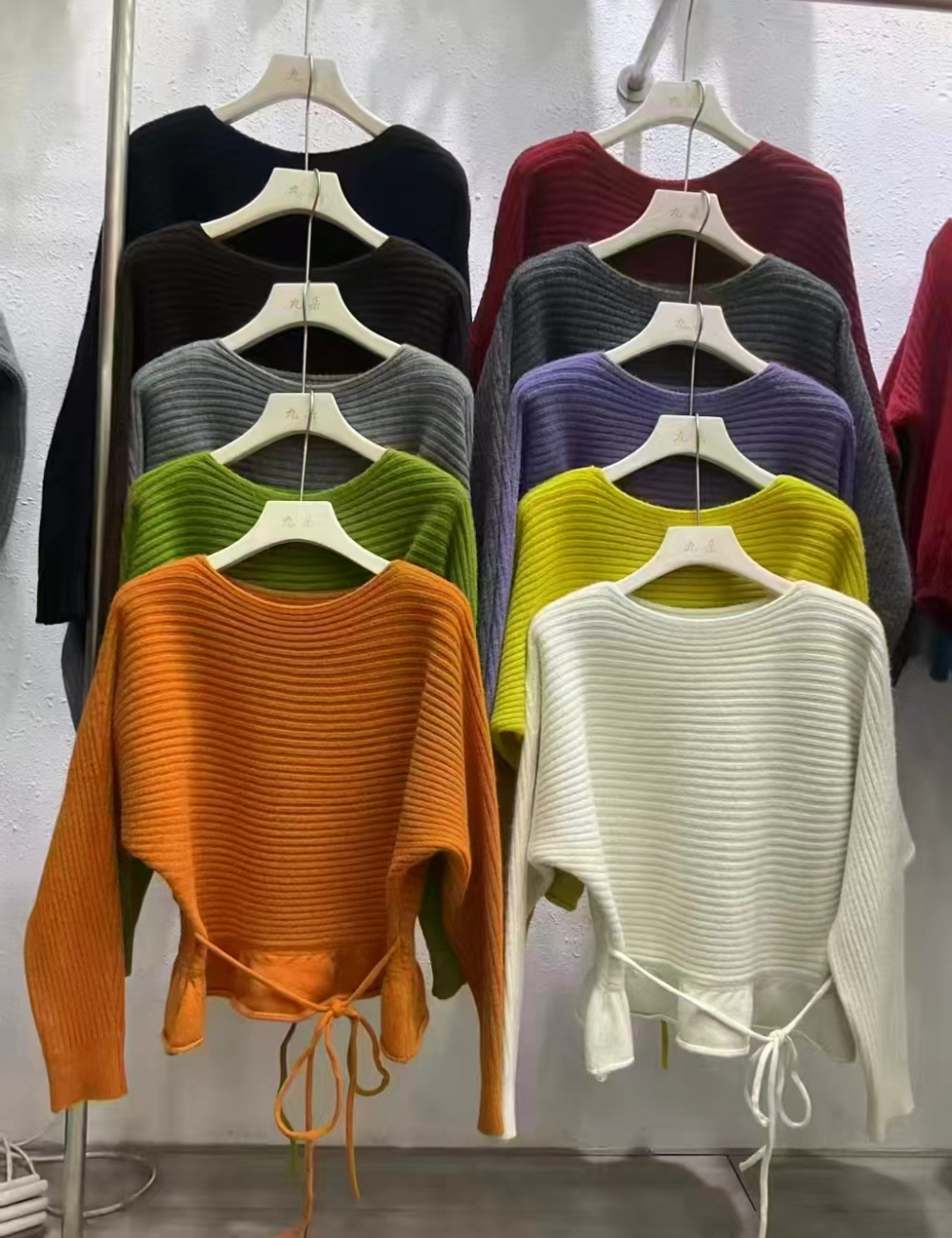 Fashion pinched waist sweater all-match tops for women