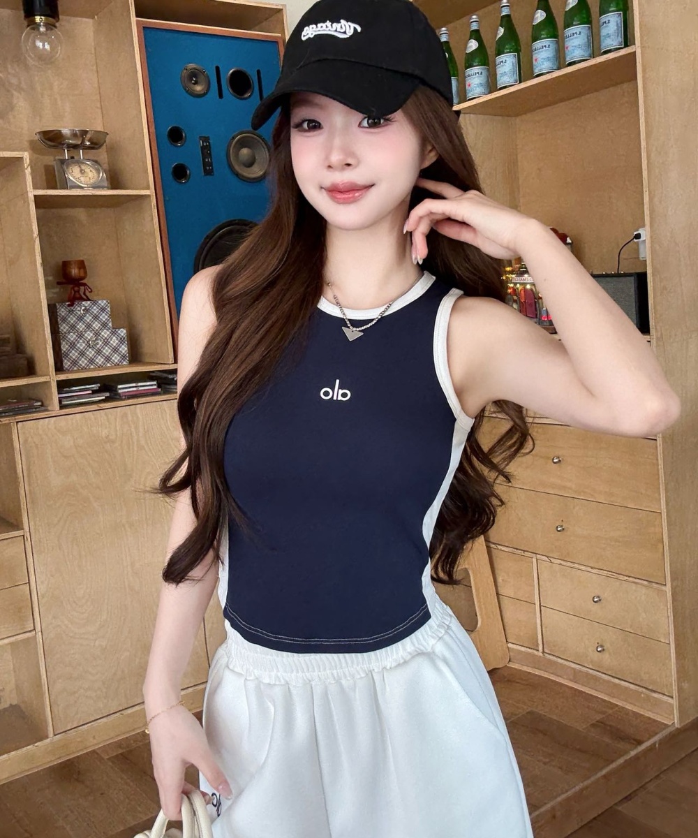 Fixed slim Casual embroidered mixed colors vest for women