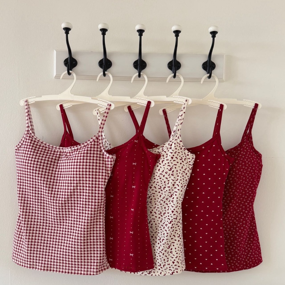Polka dot maiden sling tops red with chest pad vest