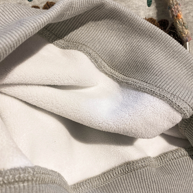 Embroidered flowers hoodie pure cotton tops for women