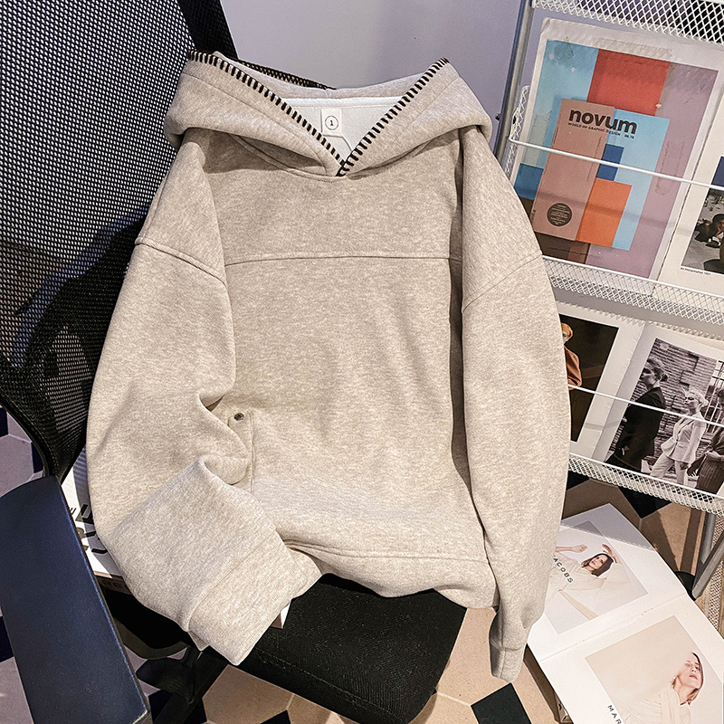 Hooded thermal tops autumn and winter loose hoodie