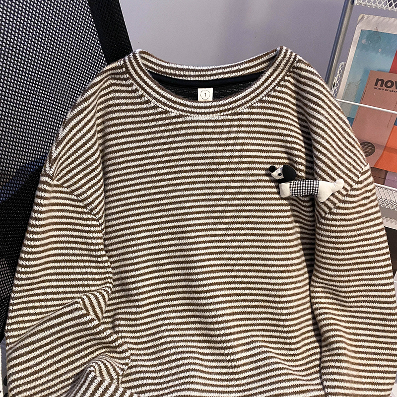 Spring and autumn T-shirt stripe tops