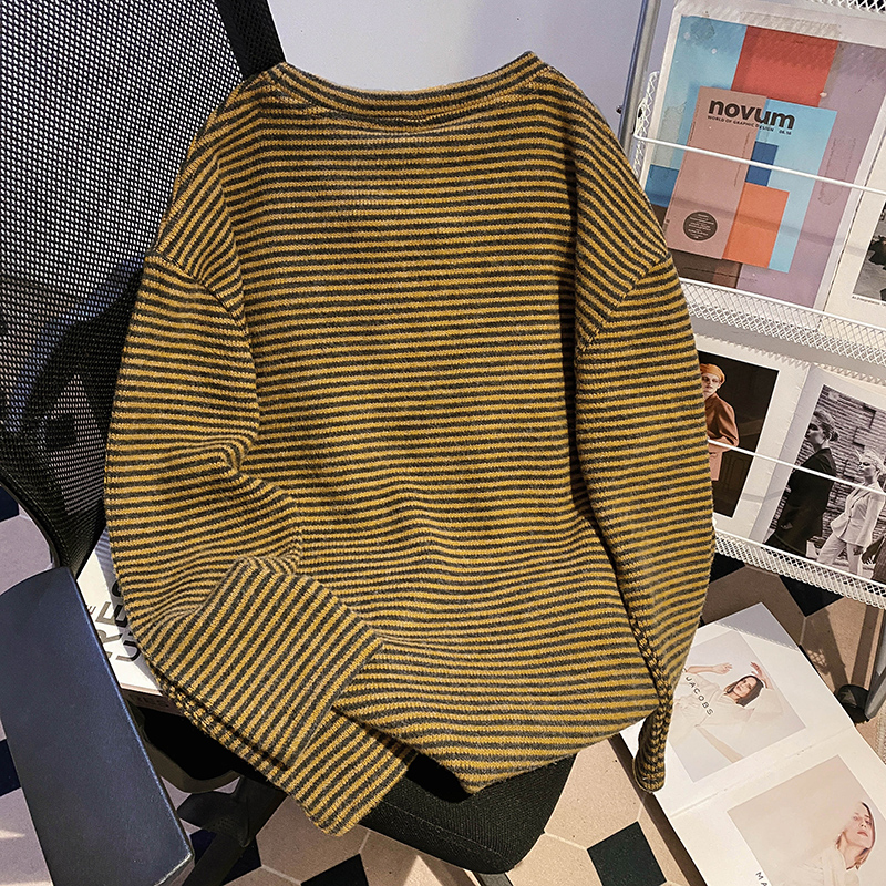 Spring and autumn T-shirt stripe tops