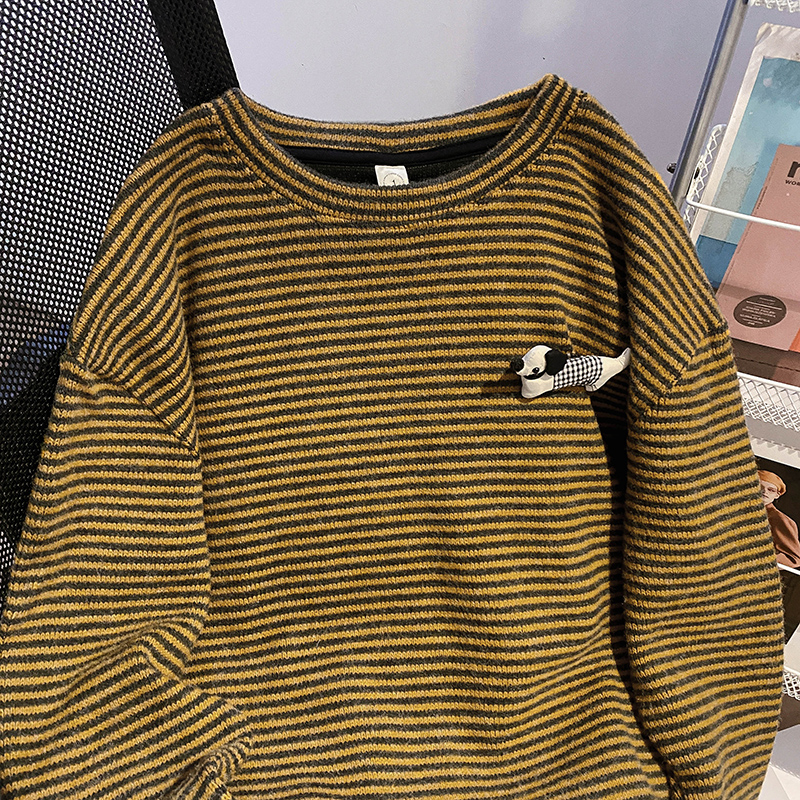 Spring and autumn T-shirt stripe tops
