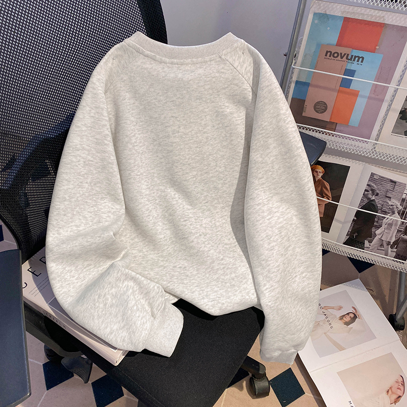 Spring and autumn loose tops round neck hoodie for women