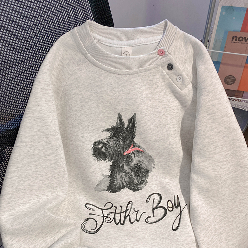 Spring and autumn loose tops round neck hoodie for women