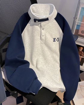 Raglan sleeve loose couple clothes high collar tops