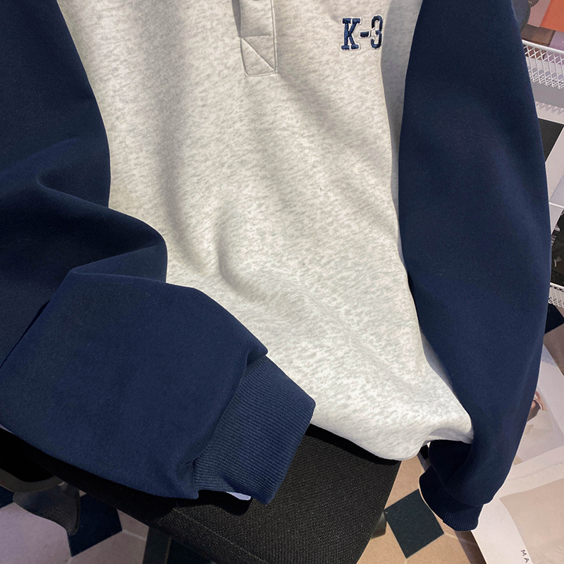 Raglan sleeve loose couple clothes high collar tops