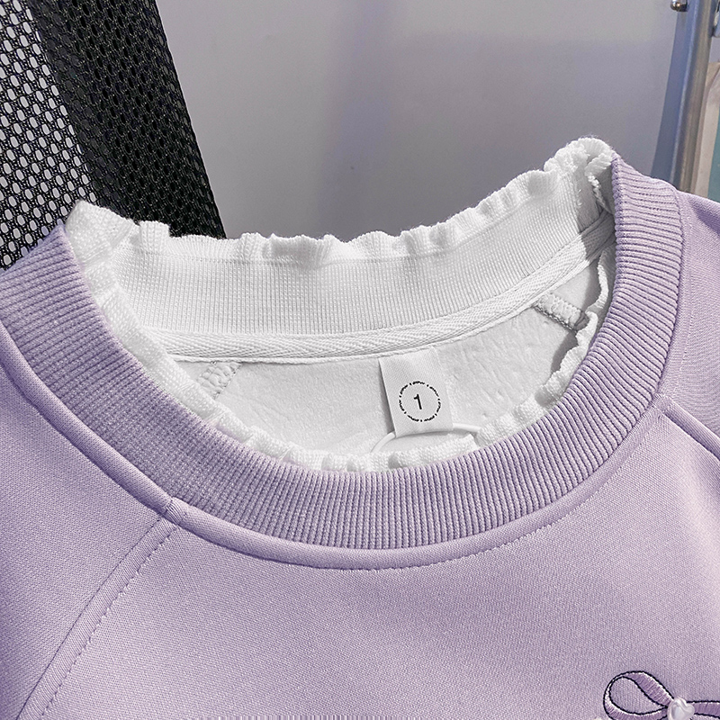 Thermal hooded tops embroidered flowers pure cotton hoodie