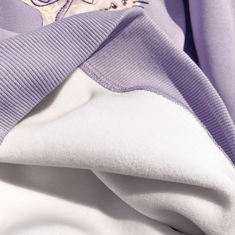 Thermal hooded tops embroidered flowers pure cotton hoodie