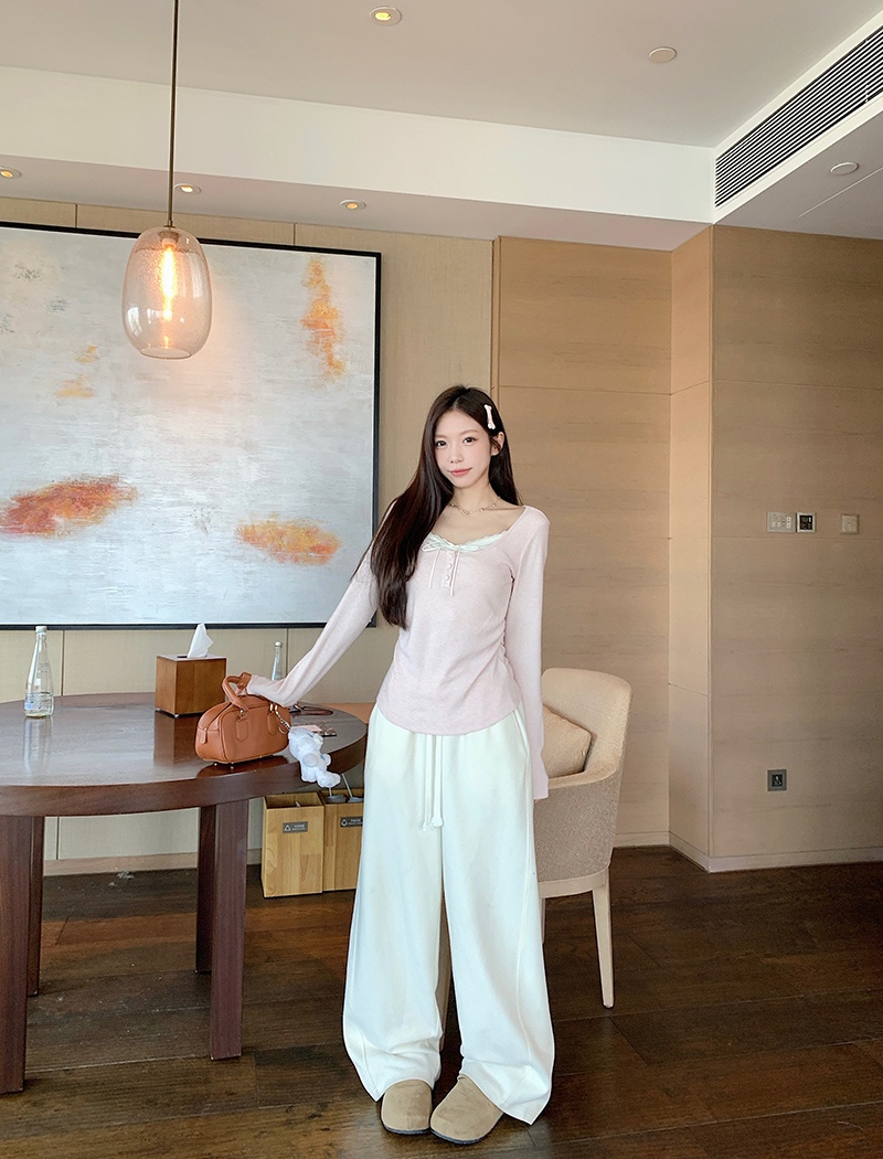 Cashmere T-shirt square collar bottoming shirt for women