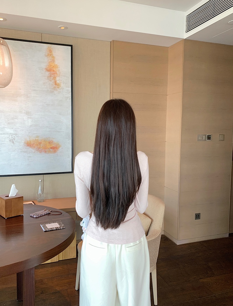 Cashmere T-shirt square collar bottoming shirt for women