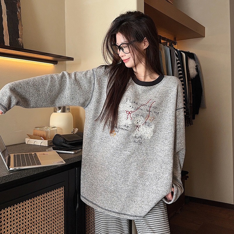 Mixed colors tops autumn and winter T-shirt for women