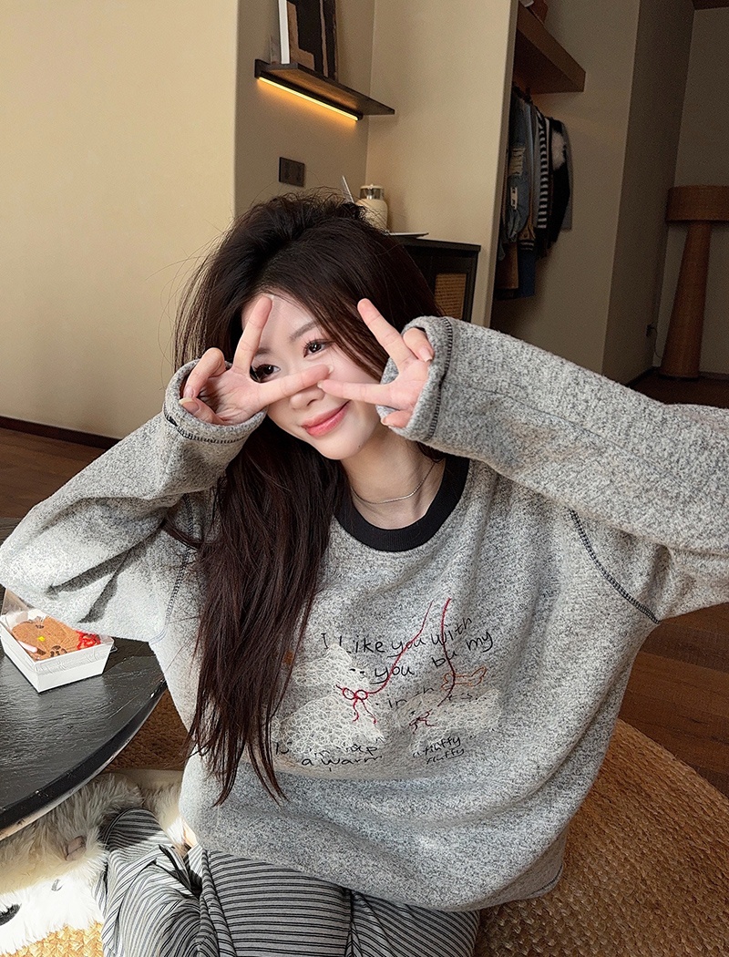 Mixed colors tops autumn and winter T-shirt for women