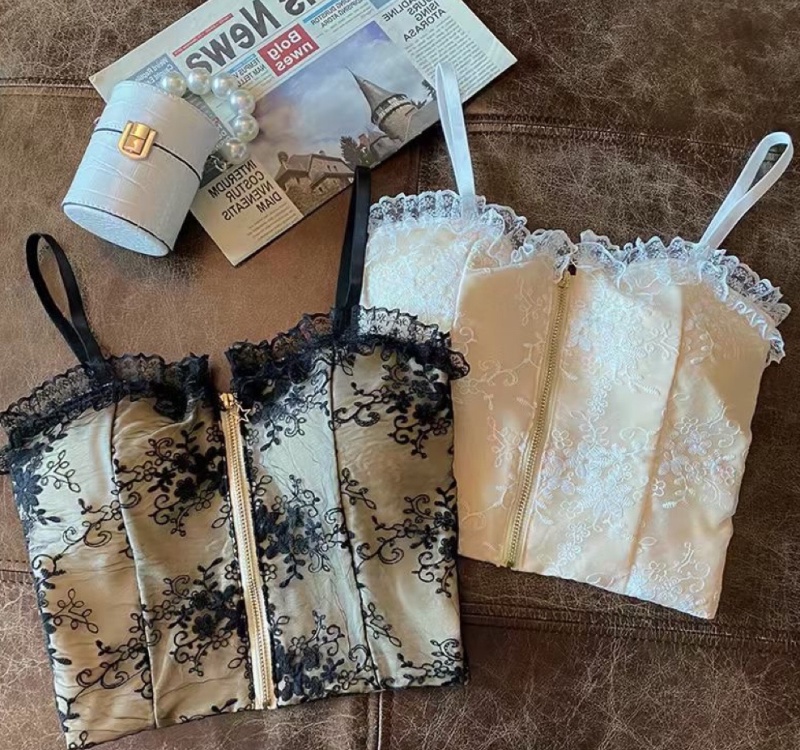 Bottoming chest pad tops lace vest for women