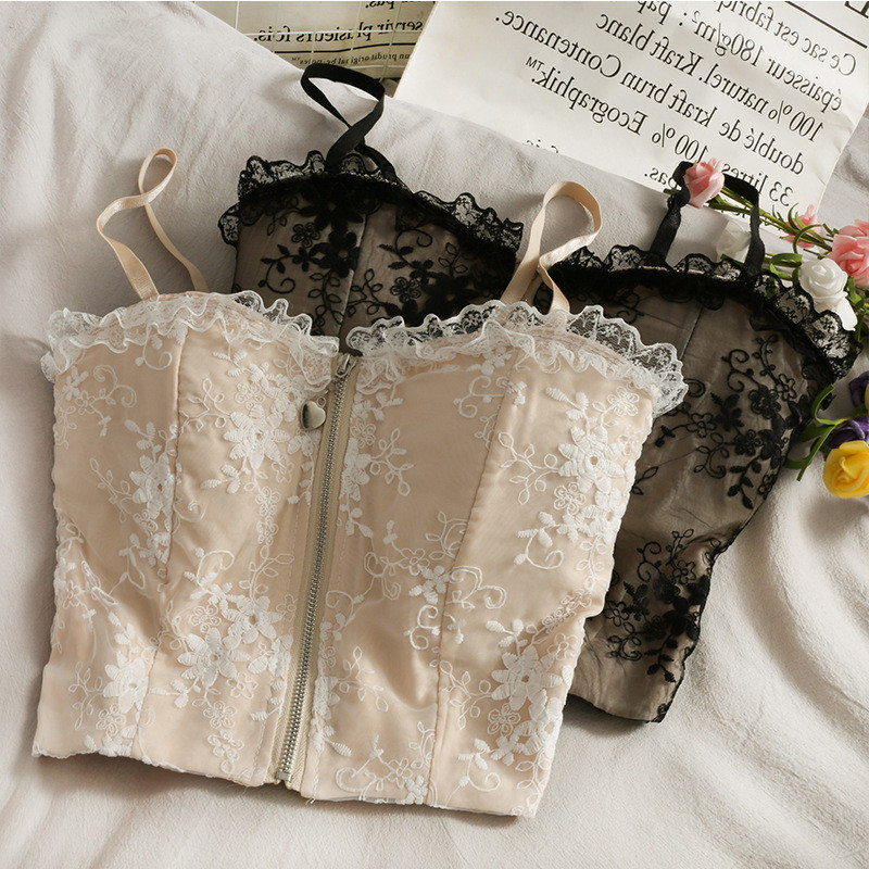 Bottoming chest pad tops lace vest for women
