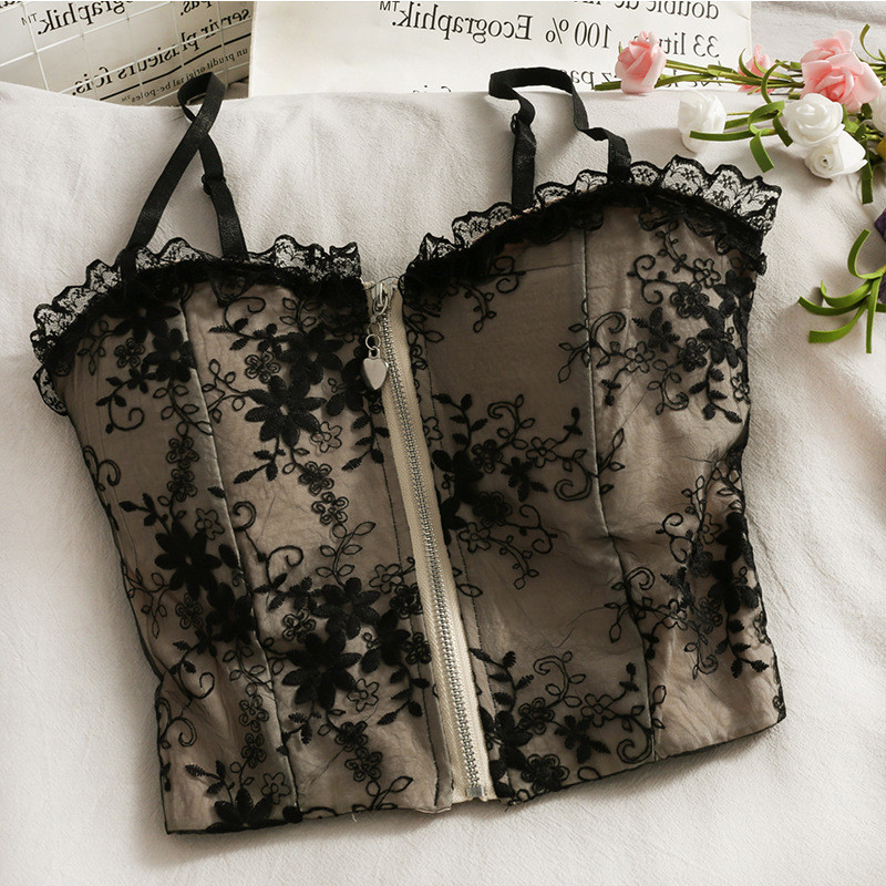 Bottoming chest pad tops lace vest for women