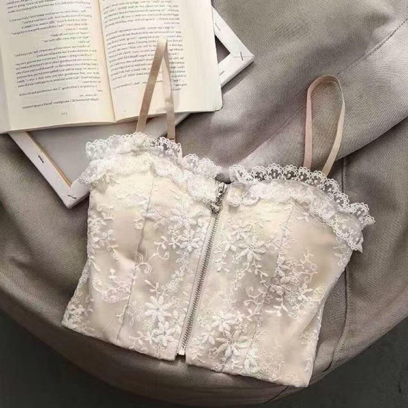 Bottoming chest pad tops lace vest for women